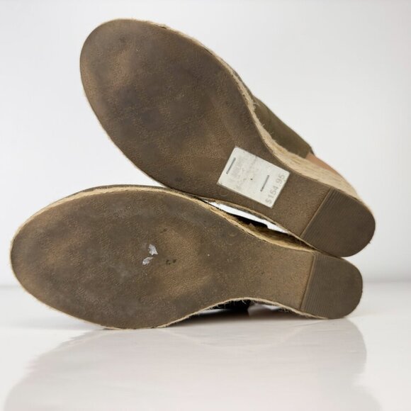 VIONIC Aruba Coralina Canvas Wedges Slingback Rattan Olive Green Espadrilles 7 - Picture 8 of 13